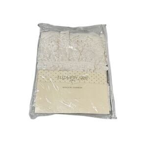 Vintage Elizabeth Gray Eggshell Lace Amboise Insert Valance Curtain Panel 46X14